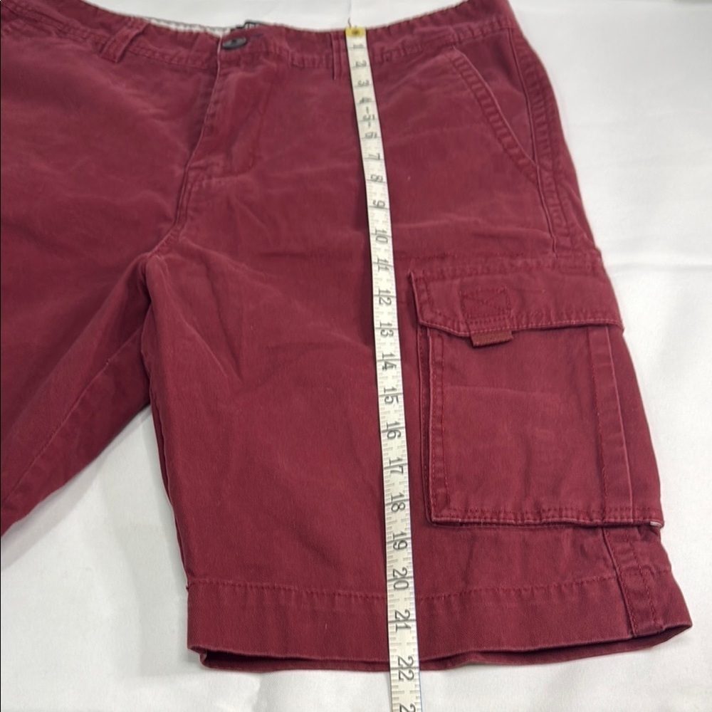 Red Cargo Shorts Knee-Length Cotton Blend - Picture 5 of 8